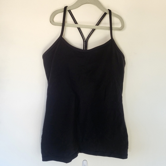 VGUC Lululemon Power Y Back Shelf Bra Tank Black Size 6 - Picture 1 of 9